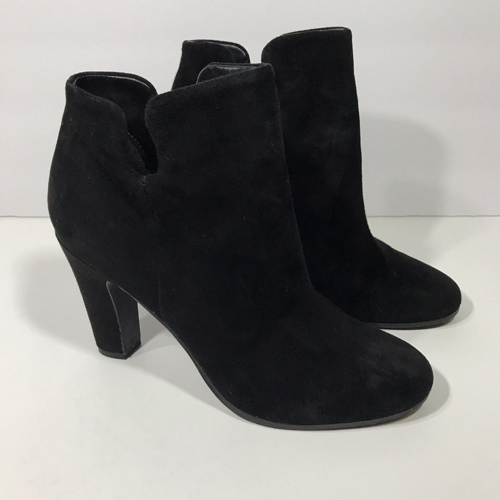 Sam Edelman Black Suede Notched Ankle Booties